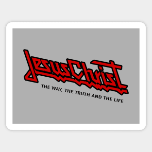 Jesus Christ the way, the truth the life, black and red graphic Sticker